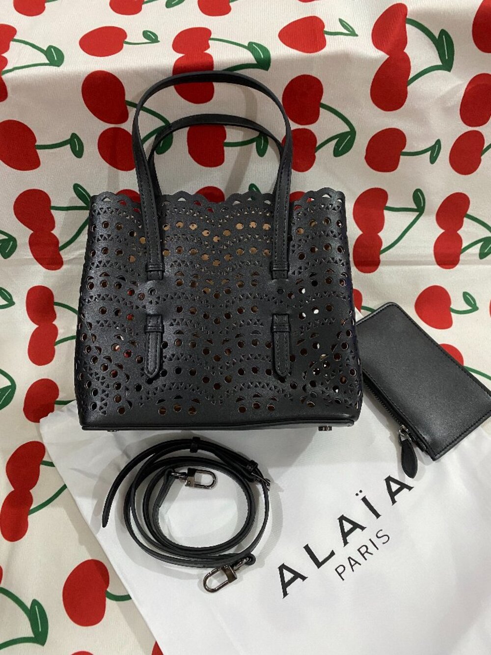 Alaia Black Laser-Cut Tote Bag